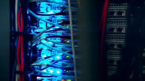  Server Room - Data Network Center - Ethernet Cable in Server Room Видео 97876826