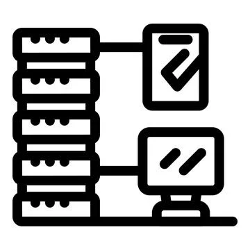 Server room data processing with computer monitoring system イラスト素材