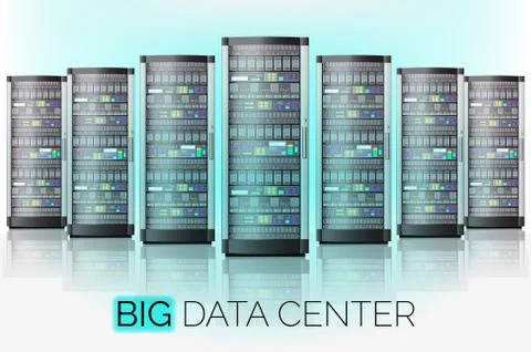 Server room, hosting big data center, cloud database technology Stock Illustration