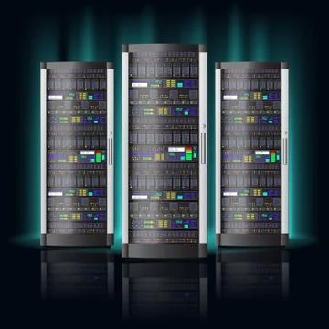 Server room, hosting data center, cloud database technology Illustrazione stock