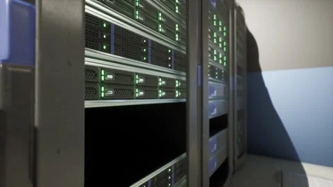 Server room housing rows of functioning supercomputers 動画素材 244720680
