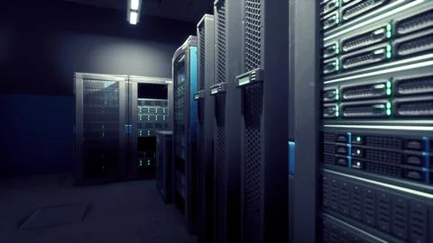 Server room housing rows of functioning supercomputers 스톡 일러스트