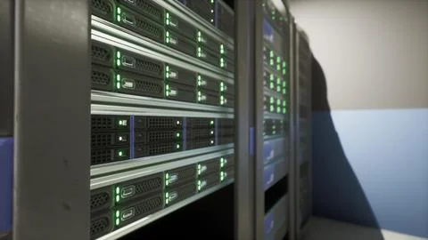 Server room housing rows of functioning supercomputers 스톡 일러스트