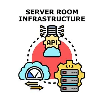 Server room infrastructure managing database and cloud computing Stockillustratie