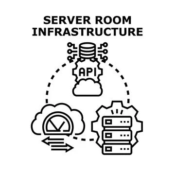 Server room infrastructure managing database and cloud computing イラスト素材