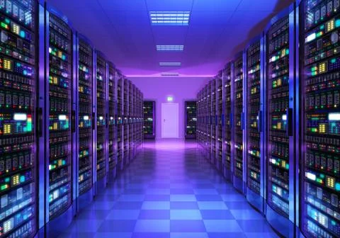 Server room interior in datacenter Stock Illustration