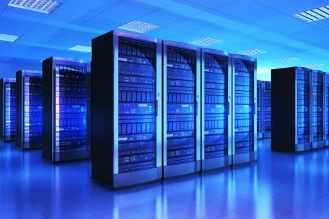 Server room interior in datacenter Stock Illustration