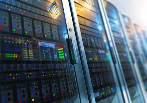 Server room interior in datacenter Stock Illustration