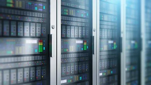 Server room interior in datacenter Stock Illustration