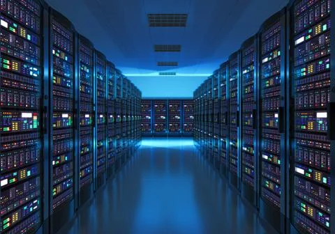 Server room interior in datacenter Stock Photos