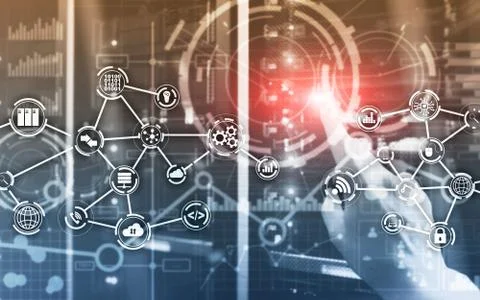 Server room IOT communication Smart industry internet of things concept. Digital Stock Photos