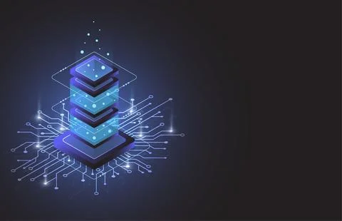 Server room isometric, Cloud storage data, Data center Stock Illustration