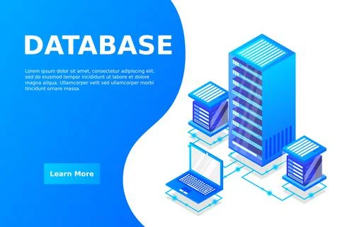 Server room isometric, Cloud storage data, Data center, Big data processing a Stock Illustration