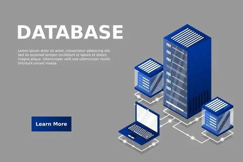 Server room isometric, Cloud storage data, Data center, Big data processing a 스톡 일러스트