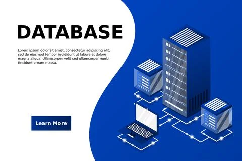 Server room isometric, Cloud storage data, Data center, Big data processing a 스톡 일러스트