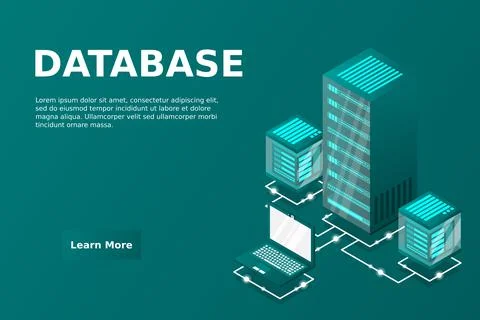 Server room isometric, Cloud storage data, Data center, Big data processing a 스톡 일러스트