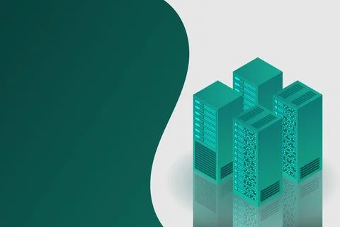 Server room isometric, Cloud storage data, Data center, Big data processing a イラスト素材