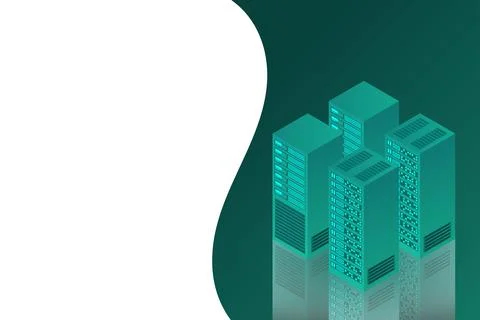 Server room isometric, Cloud storage data, Data center, Big data processing a イラスト素材