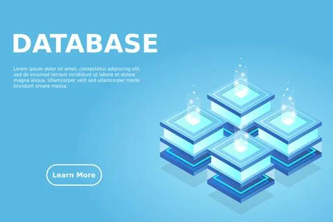 Server room isometric, Cloud storage data, Data center, Big data processing a 스톡 일러스트