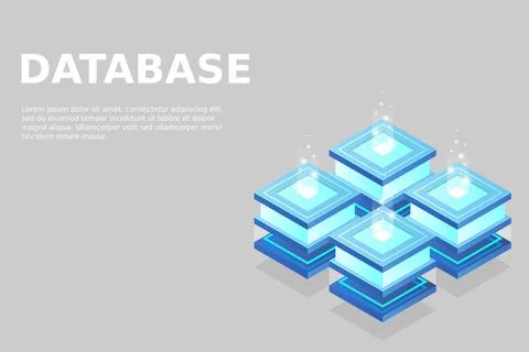 Server room isometric, Cloud storage data, Data center, Big data processing a Illustrazione stock