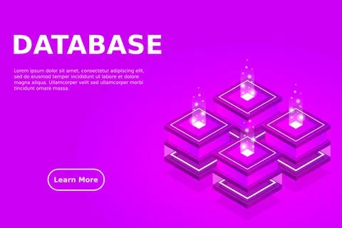 Server room isometric, Cloud storage data, Data center, Big data processing a 스톡 일러스트