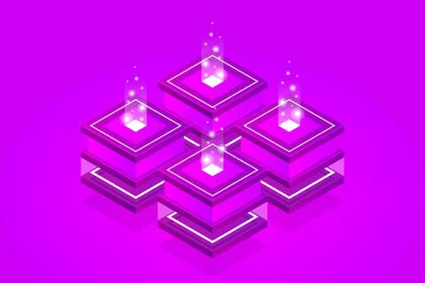 Server room isometric, Cloud storage data, Data center, Big data processing a Stock Illustration