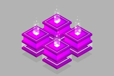 Server room isometric, Cloud storage data, Data center, Big data processing a Illustrazione stock