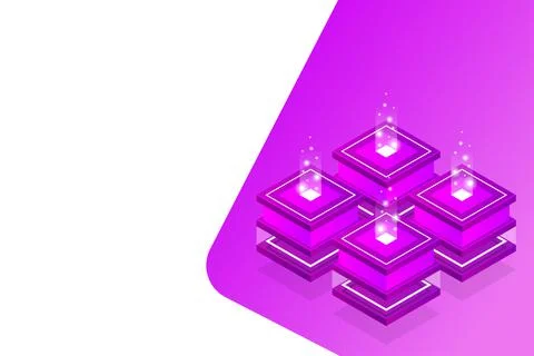 Server room isometric, Cloud storage data, Data center, Big data processing a Stock Illustration