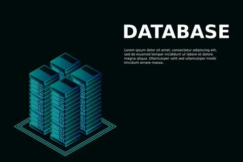 Server room isometric vector, futuristic technology of data protection and pr Stock Illustration