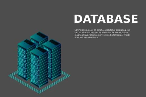 Server room isometric vector, futuristic technology of data protection and pr イラスト素材