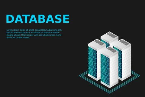 Server room isometric vector, futuristic technology of data protection and pr Stockillustratie
