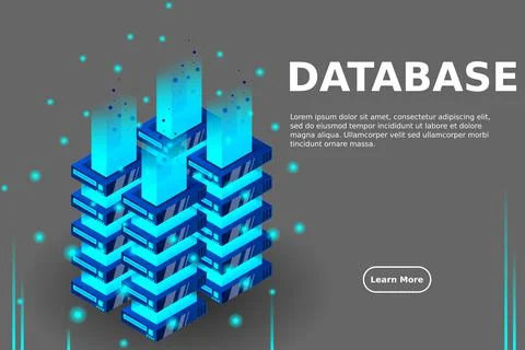 Server room isometric vector, futuristic technology of data protection and pr イラスト素材