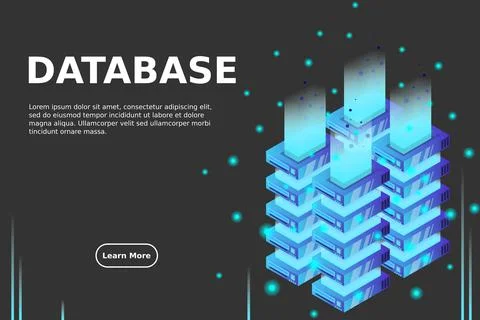 Server room isometric vector, futuristic technology of data protection and pr Illustrazione stock