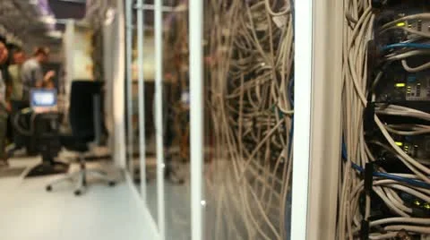 Server room with IT specialists Stock Footage 12518998