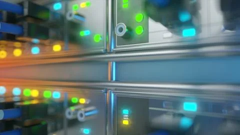 Server room loop ready animation 3d rendering Stock Illustration