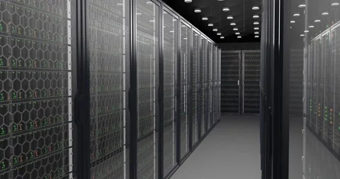 Server room in modern data center. Cloud computing data storage 3d rendering 스톡 동영상 151172388