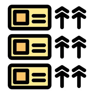 Server room with multiple servers and upward arrows indicating data upload Stock Illustration