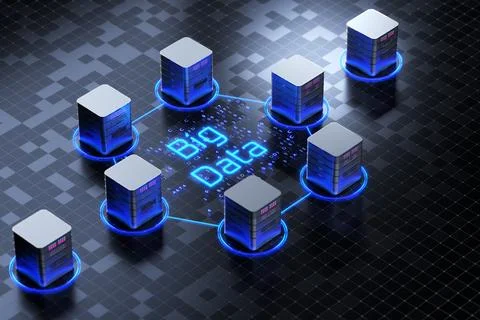 Server room with node base programming data design element. concept of big .. Stock Illustration