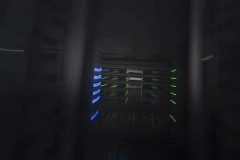 Server room or data center supercomputer technology equipment, abstract close up Stock Photos