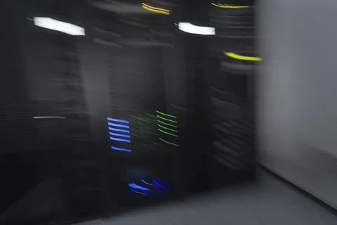 Server room or data center supercomputer technology equipment, abstract close up Stock Photos