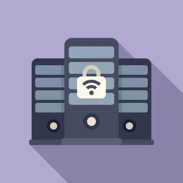 Server room providing secure wifi hotspot internet connection Stock Illustration
