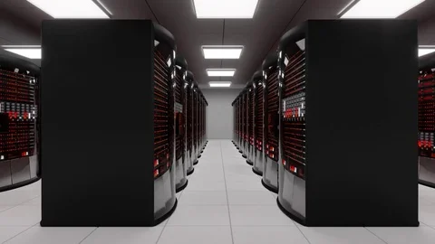 Server room, rack servers with server error Video stock 83554425