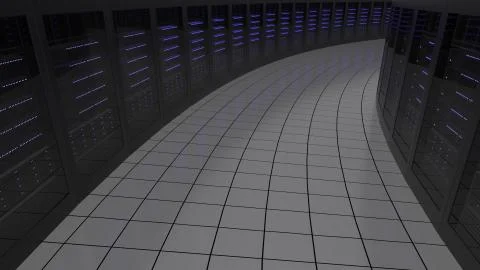 Server room racks. Information technologies or data center concepts. 3D Stock Illustration
