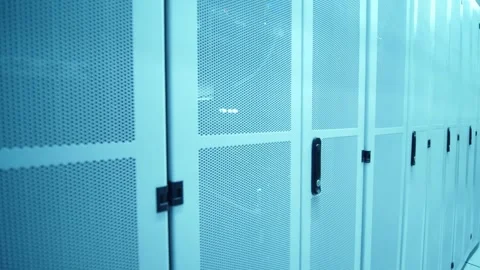 Server room. Realistic LED lights are flashing blue and black animation concept Stock-Footage 334586778
