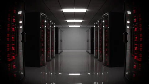 Server Room Red Stock Footage 254032726