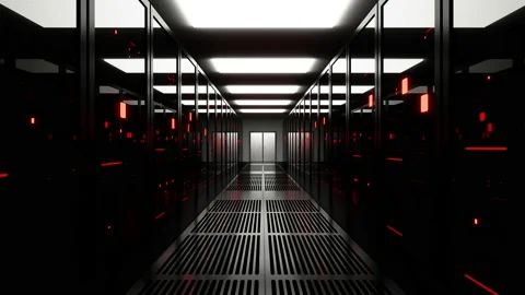 Server room with red twinkling lights 库存影片 207808077