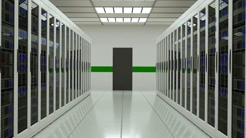 Server room slow fly through with flashing lights Stock Footage 122224661