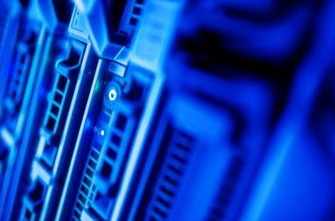 The server room tells the computer server that is working continuously. Conve Stock Photos