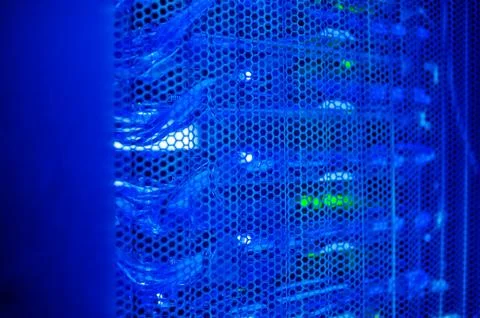 The server room tells the computer server that is working continuously. Conve Stock Photos