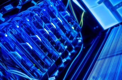 The server room tells the computer server that is working continuously. Conve Foto stock